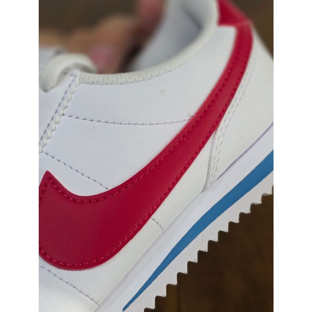 Nike Cortez Leather Forrest Gump Kids Shoes White Red Blue Size 2.5Y Brand New - Picture 14 of 16